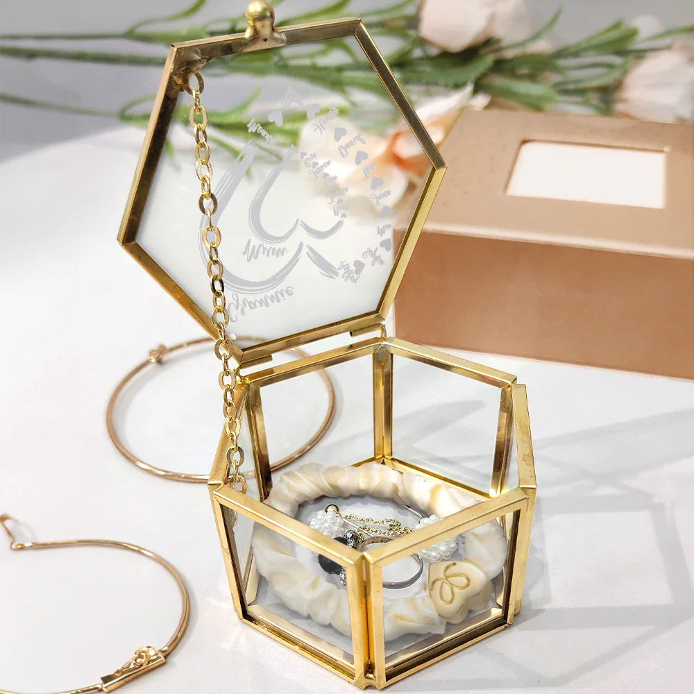 Gift For Mother,Gift For Grandma,Love - Mom's Grandma's Sweethearts - Personalized Glass Jewelry Box