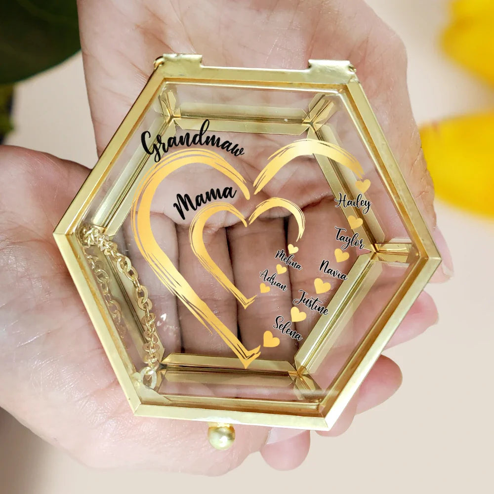 Gift For Mother,Gift For Grandma,Love - Mom's Grandma's Sweethearts - Personalized Glass Jewelry Box
