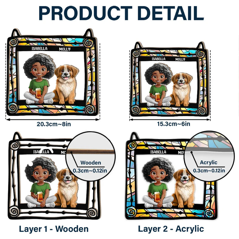 Dog Mom,Dog Dad,Dog Lovers,Happy,Pet Lovers,Pet Mom,Pet Dad - Dog Mom Dog Dad - Personalized Window Hanging Suncatcher Ornament
