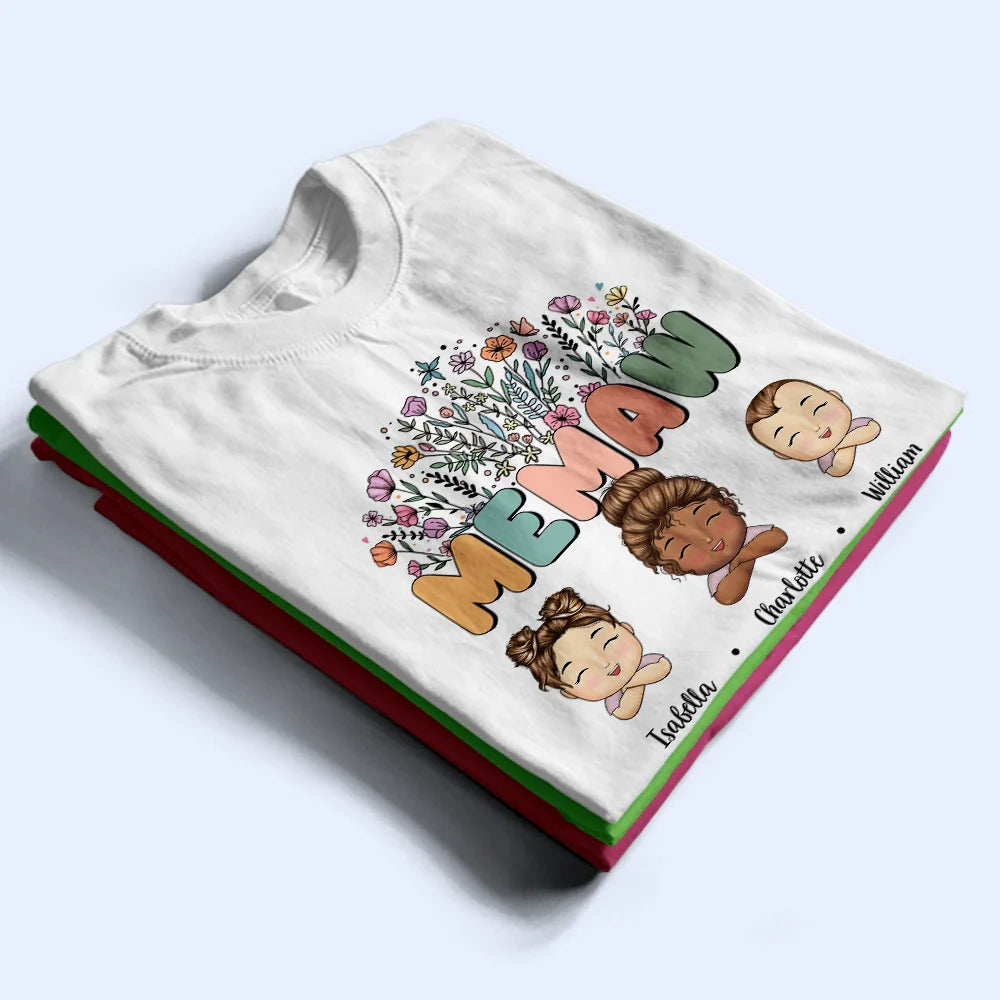 Gift For Mother,Gift For Grandma,Grandma - Grandkids - Grandma Nana Floral Title - Personalized T Shirt