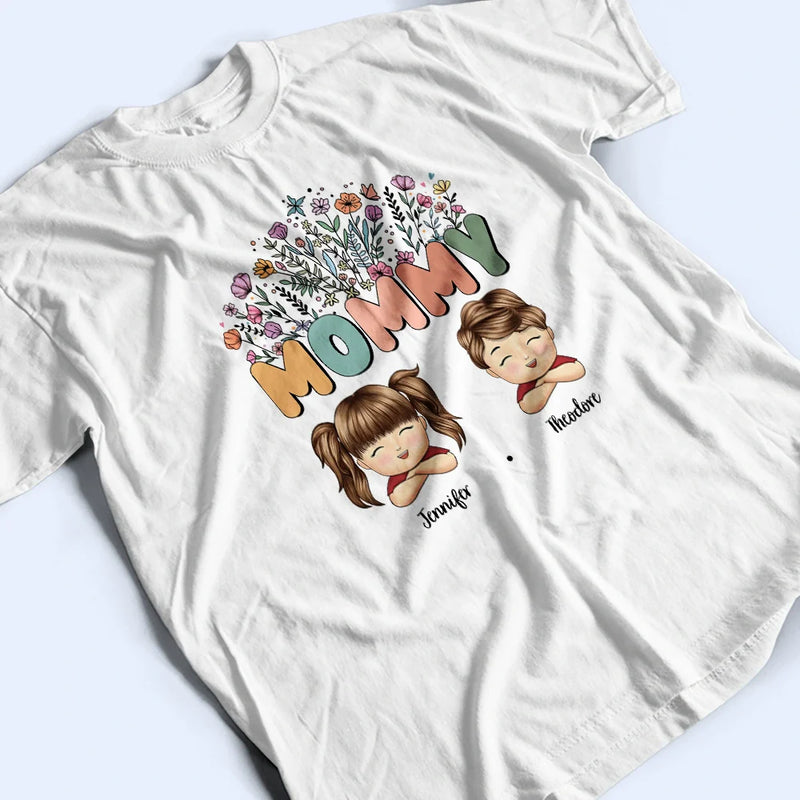 Gift For Mother,Gift For Grandma,Grandma - Grandkids - Grandma Nana Floral Title - Personalized T Shirt