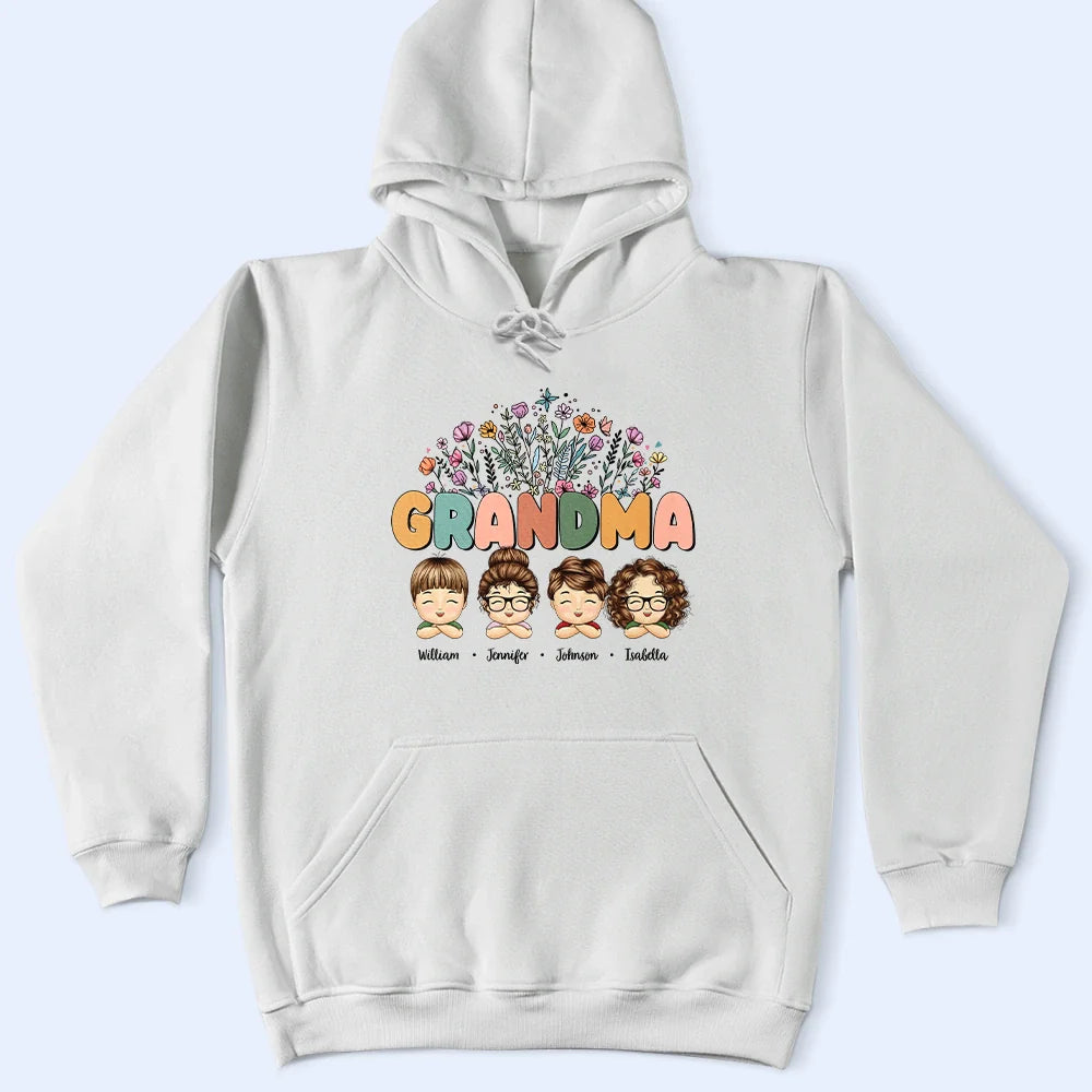 Gift For Mother,Gift For Grandma,Grandma - Grandkids - Grandma Nana Floral Title - Personalized T Shirt