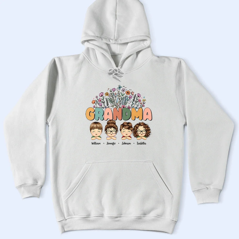 Gift For Mother,Gift For Grandma,Grandma - Grandkids - Grandma Nana Floral Title - Personalized T Shirt