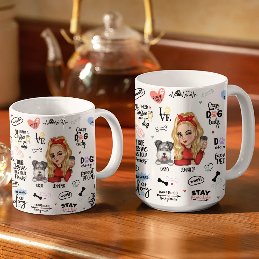 Dog Lovers,Pet Lovers,Dog Mom,Pet Mom - Best Dog Mom Puppy Love - Personalized White Edge-to-Edge Mug
