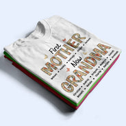 Gift For Mother, Mom - Children, Happy - First Mom Now Nana Flower Pattern - Personalized T Shirt