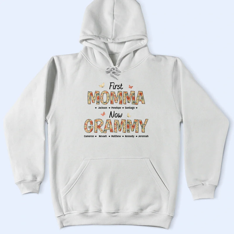Gift For Mother, Mom - Children, Happy - First Mom Now Nana Flower Pattern - Personalized T Shirt
