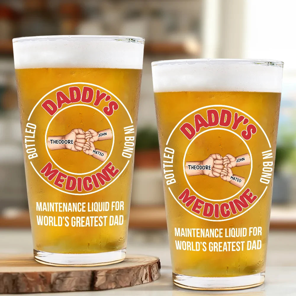 Gift For Father, Funny, Dad - Children - Maintenance Liquid For World's Greatest Dad - Personalized Beer Glass