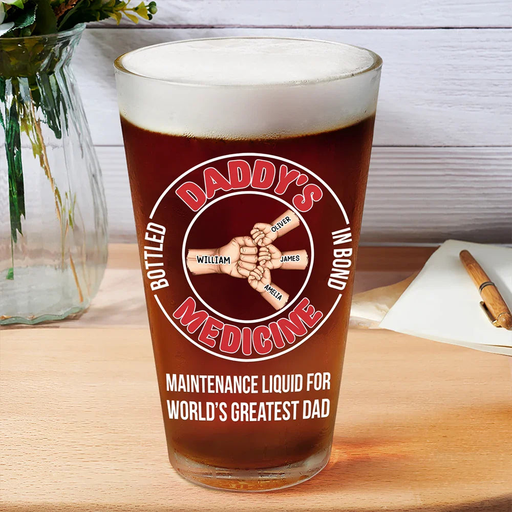 Maintenance Liquid For World's Greatest Dad - Personalized Beer Glass