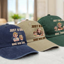 Gift For Father,Dad,Children - Just A Dad And His Girl 3D Effect Crossed Arms - Personalized Vintage Washed Denim Cap
