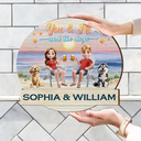 Gift For Couples,Pet Couple,Pet Lovers - You And Me And The Fur Babies Beach View - Personalized Custom Shaped Wood Sign