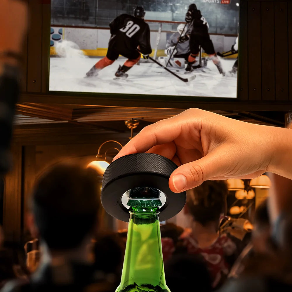 Gift For Father,Dad,Children - Best Pucking Dad Coach Ever - Personalized Hockey Puck Bottle Opener