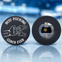 Gift For Father,Dad,Children - Best Pucking Dad Coach Ever - Personalized Hockey Puck Bottle Opener
