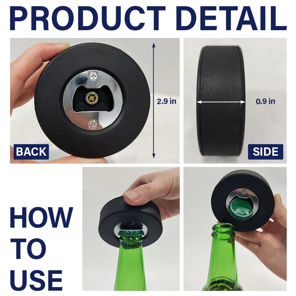 Best Pucking Dad Coach Ever - Personalized Hockey Puck Bottle Opener