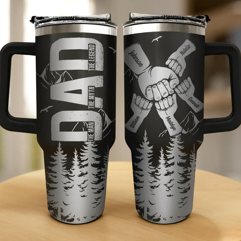 Gift For Father,Dad,Children - Dad The Man The Myth The Lengend Hand Punch - Personalized Engraved 40oz Tumbler