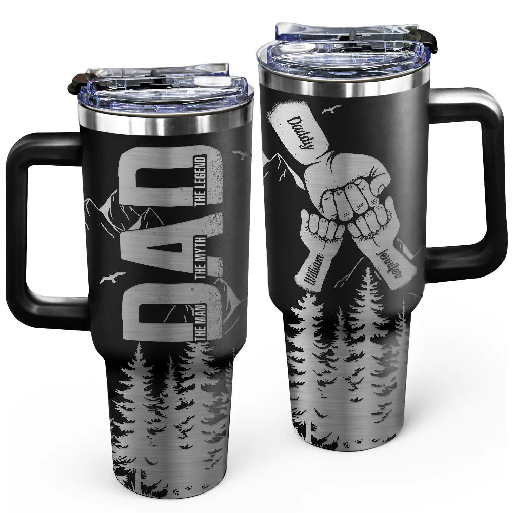 Gift For Father,Dad,Children - Dad The Man The Myth The Lengend Hand Punch - Personalized Engraved 40oz Tumbler