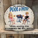 Gift For Couples,Gift For Husband,Gift For Wife,Gift For Boyfriend,Poolside - Couple Poolside Bar & Grill Listen To Good Music - Personalized Custom Shaped Metal Sign