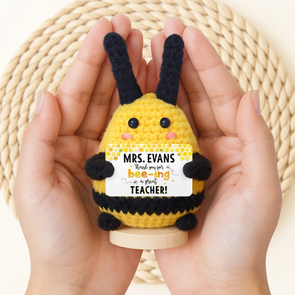 Back To School,Teacher - Thank You For Bee-ing Such An Amazing Teacher - Personalized Doll Crochet With Custom Card