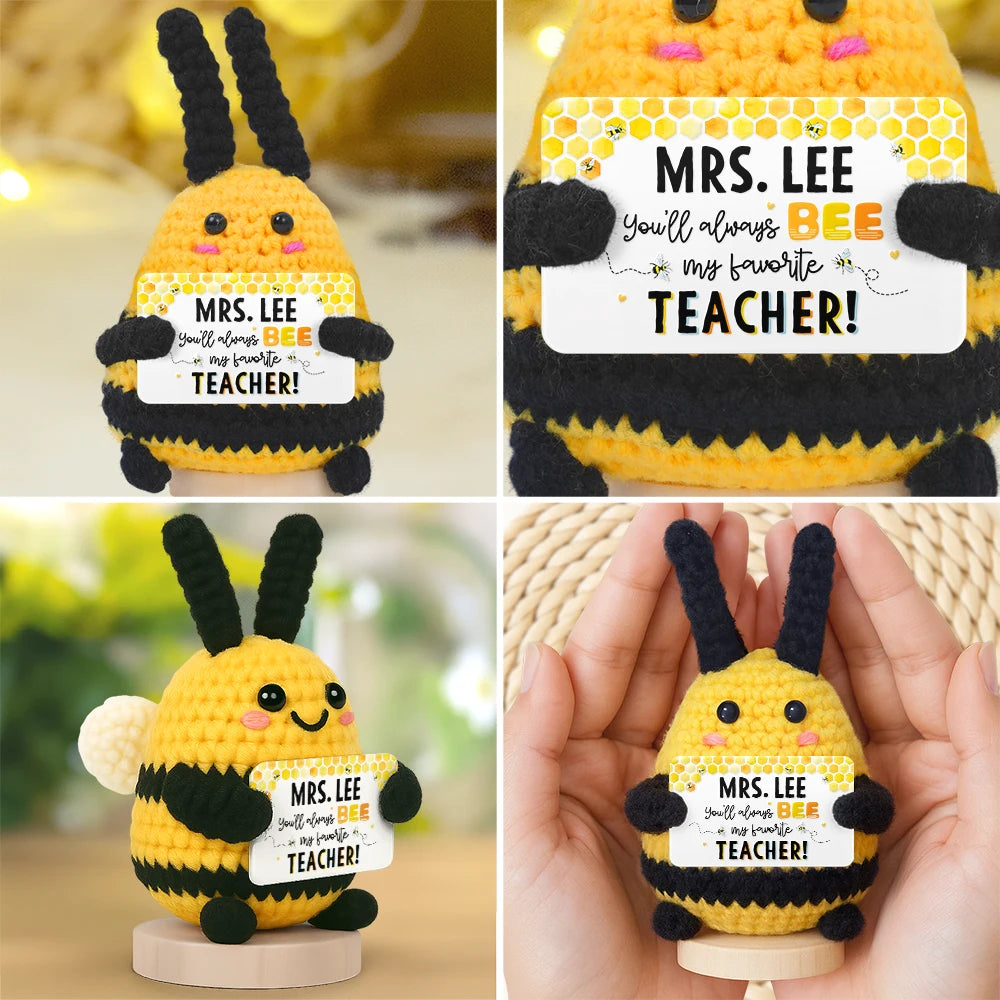 Back To School,Teacher - Thank You For Bee-ing Such An Amazing Teacher - Personalized Doll Crochet With Custom Card