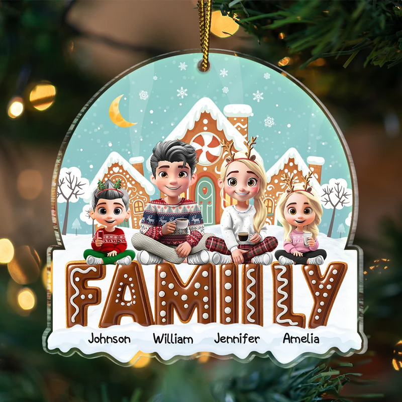 Gift For Couples,Family,Parents,Happy,Christmas - 3D Effect Family Christmas Cookies For Parent, Kid, Baby - Personalized Custom Shaped Acrylic Ornament