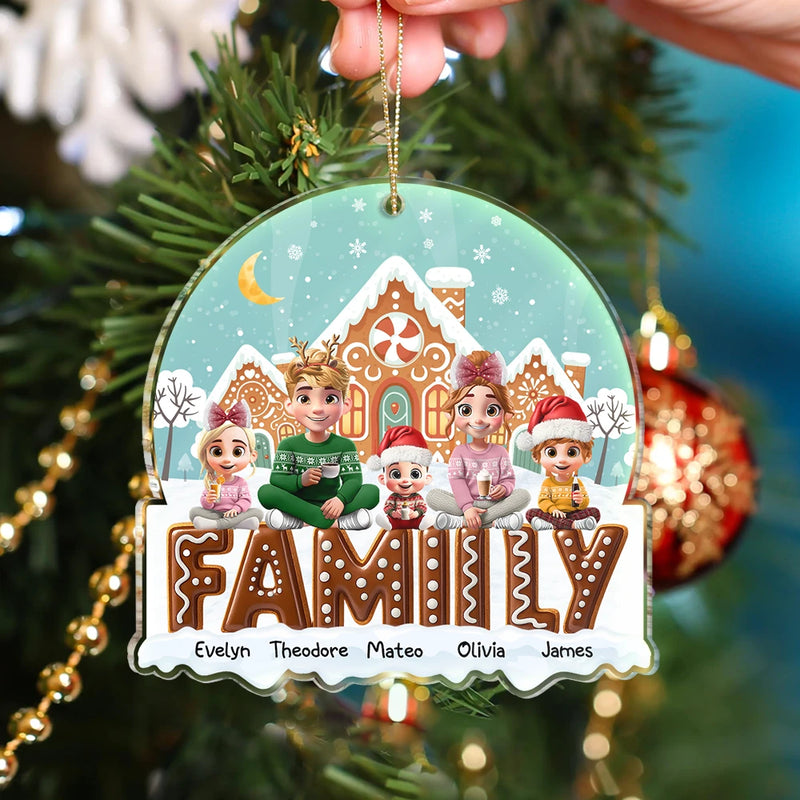 Gift For Couples,Family,Parents,Happy,Christmas - 3D Effect Family Christmas Cookies For Parent, Kid, Baby - Personalized Custom Shaped Acrylic Ornament