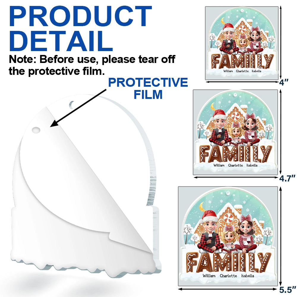 Gift For Couples,Family,Parents,Happy,Christmas - 3D Effect Family Christmas Cookies For Parent, Kid, Baby - Personalized Custom Shaped Acrylic Ornament