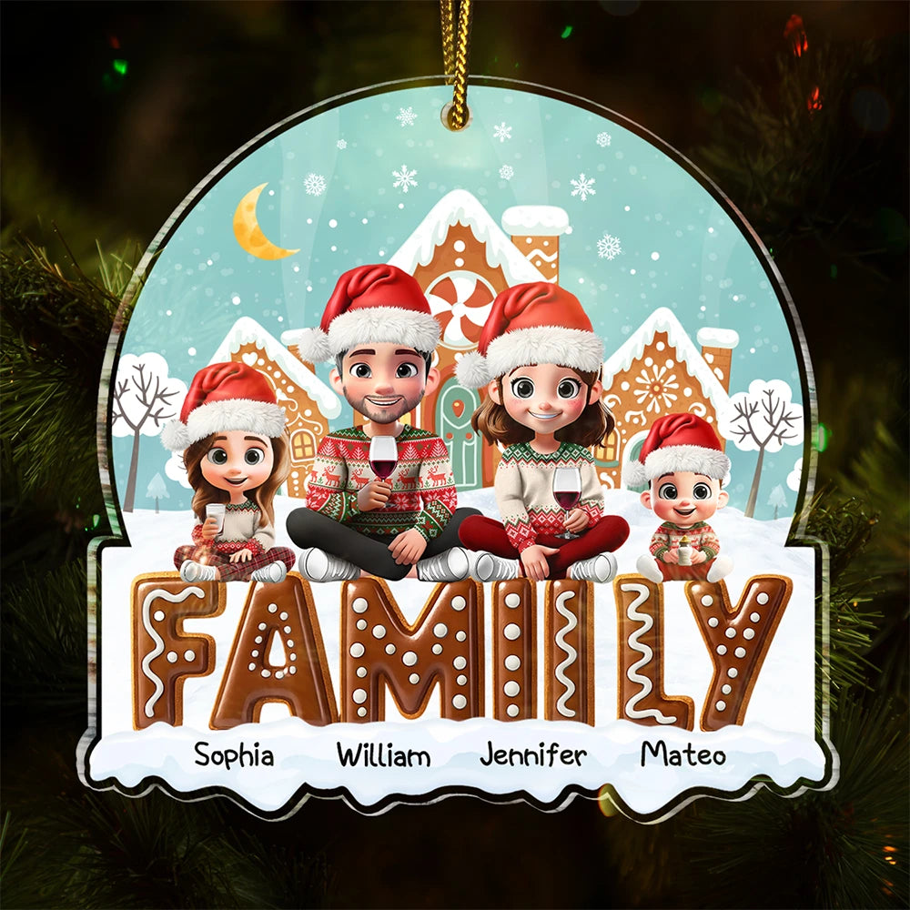 3D Effect Family Christmas Cookies For Parent, Kid, Baby - Personalized Custom Shaped Acrylic Ornament