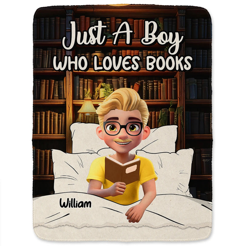 Reading,Gift For Yourself,Gift For Women - Just A Girl Who Loves Books 3D Effect - Personalized Fleece Blanket, Sherpa Blanket