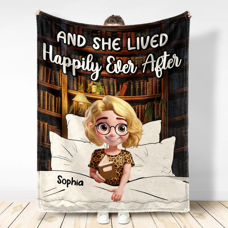 Reading,Gift For Yourself,Gift For Women - Just A Girl Who Loves Books 3D Effect - Personalized Fleece Blanket, Sherpa Blanket