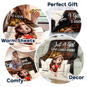 Reading,Gift For Yourself,Gift For Women - Just A Girl Who Loves Books 3D Effect - Personalized Fleece Blanket, Sherpa Blanket