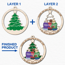 Christmas,Long Distance,Gift For Bestie,Happy - Long Distance Friends My Heart Stays With You - Personalized 2-Layered Wooden Ornament