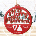 Christmas,Gift For Couples,Gift For Husband,Gift For Wife,Happy - First Christmas Couple Merry & Married - Personalized Custom Shaped Wooden Ornament