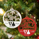 Christmas,Gift For Couples,Gift For Husband,Gift For Wife,Happy - First Christmas Couple Merry & Married - Personalized Custom Shaped Wooden Ornament