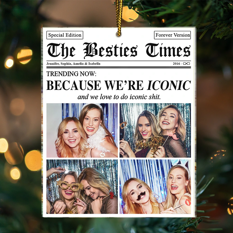 Christmas,Custom Photo,Gift For Bestie,Happy - Custom Photo The Besties Times We Are Iconic - Personalized Custom Shaped Acrylic Ornament