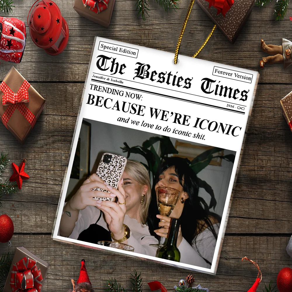 Christmas,Custom Photo,Gift For Bestie,Happy - Custom Photo The Besties Times We Are Iconic - Personalized Custom Shaped Acrylic Ornament