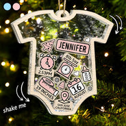 Christmas,New Dad,New baby,New Mom,Happy,Custom Photo - Baby Onise Baby Information - Personalized 3-Layered Acrylic Shaker Ornament