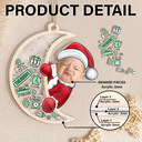 Christmas,New Dad,New baby,New Mom,Happy,Custom Photo - Custom Photo Baby Photo First Christmas Moon, Baby Information - Personalized 3-Layered Acrylic Shaker Ornament