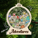 Christmas,Travel,Gift For Yourself,Happy - Travel Goal, Destination Of The Year - Personalized 3-Layered Acrylic Shaker Ornament