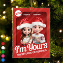 Christmas,Gift For Couples,Gift For Husband,Gift For Wife,Gift For Boyfriend,Gift For Girlfriend,Happy - Couple 3D Block I'm Yours No Returns - Personalized Custom Shaped Acrylic Ornament