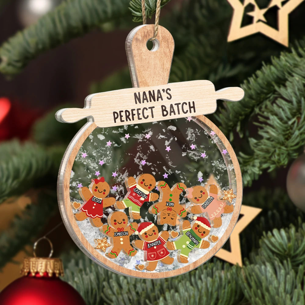Christmas,Gift For Grandma,Grandma,Grandkids,Happy - Christmas Grandma Cookies Perfect Batch - Personalized 3-Layered Acrylic Shaker Ornament