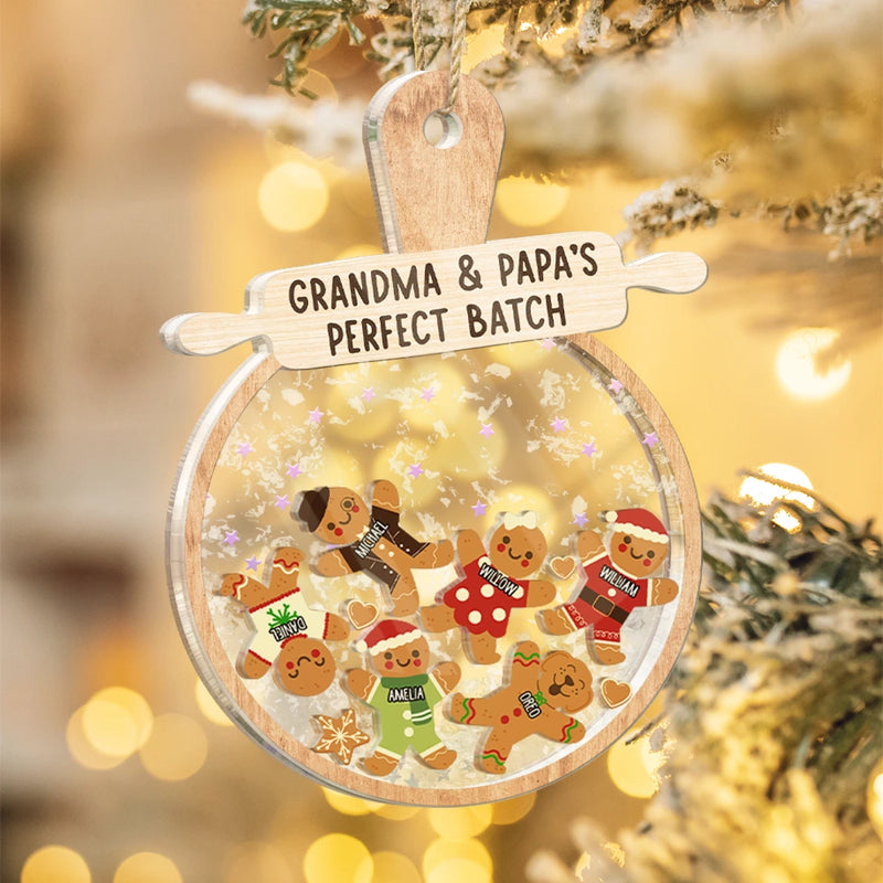 Christmas,Gift For Grandma,Grandma,Grandkids,Happy - Christmas Grandma Cookies Perfect Batch - Personalized 3-Layered Acrylic Shaker Ornament