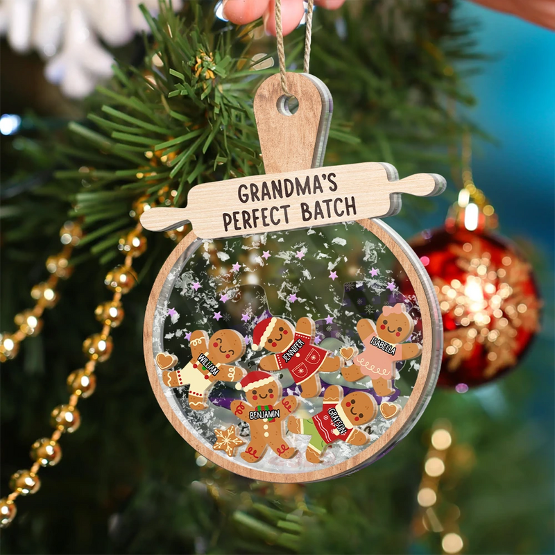 Christmas,Gift For Grandma,Grandma,Grandkids,Happy - Christmas Grandma Cookies Perfect Batch - Personalized 3-Layered Acrylic Shaker Ornament