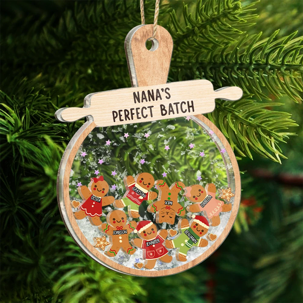 Christmas,Gift For Grandma,Grandma,Grandkids,Happy - Christmas Grandma Cookies Perfect Batch - Personalized 3-Layered Acrylic Shaker Ornament