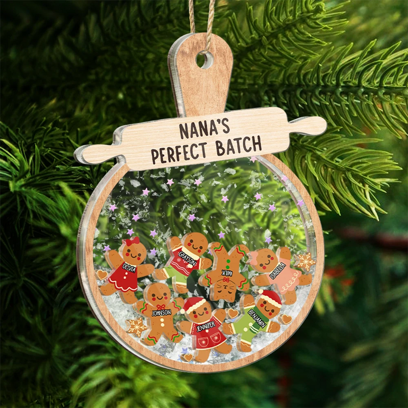Christmas,Gift For Grandma,Grandma,Grandkids,Happy - Christmas Grandma Cookies Perfect Batch - Personalized 3-Layered Acrylic Shaker Ornament