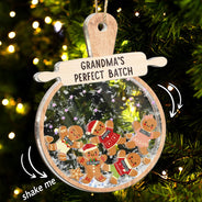 Christmas,Gift For Grandma,Grandma,Grandkids,Happy - Christmas Grandma Cookies Perfect Batch - Personalized 3-Layered Acrylic Shaker Ornament