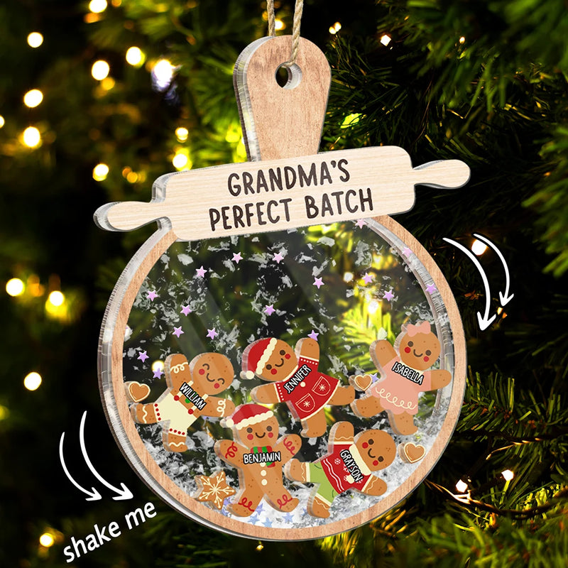 Christmas,Gift For Grandma,Grandma,Grandkids,Happy - Christmas Grandma Cookies Perfect Batch - Personalized 3-Layered Acrylic Shaker Ornament