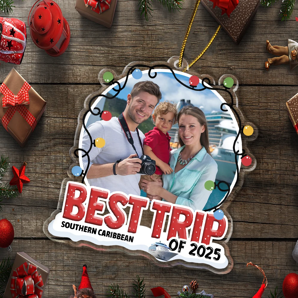 Custom Photo,Christmas,Family,Happy,Travel - Custom Photo Travel Family Couple Friend Best Trip - Personalized Custom Shaped Acrylic Ornament