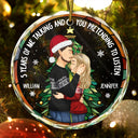 Gift For Couples,Old Couples,Gift For Wife,Gift For Boyfriend,Gift For Girlfriend,Christmas,Happy - Years Of Me Talking Funny Anniversary Gift - Personalized Circle Glass Ornament