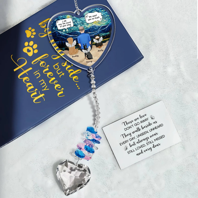 Pet Lovers,Love,Memorial - Forever In My Heart I Miss You Memorial Dog Cat - Personalized Heart Crystal Suncatcher