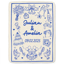 Gift For Couples,Gift For Husband,Gift For Boyfriend,Gift For Girlfriend,Happy - Wedding Anniversary Blanket Icon Lovely - Personalized Fleece Blanket, Sherpa Blanket