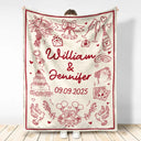 Gift For Couples,Gift For Husband,Gift For Boyfriend,Gift For Girlfriend,Happy - Wedding Anniversary Blanket Icon Lovely - Personalized Fleece Blanket, Sherpa Blanket